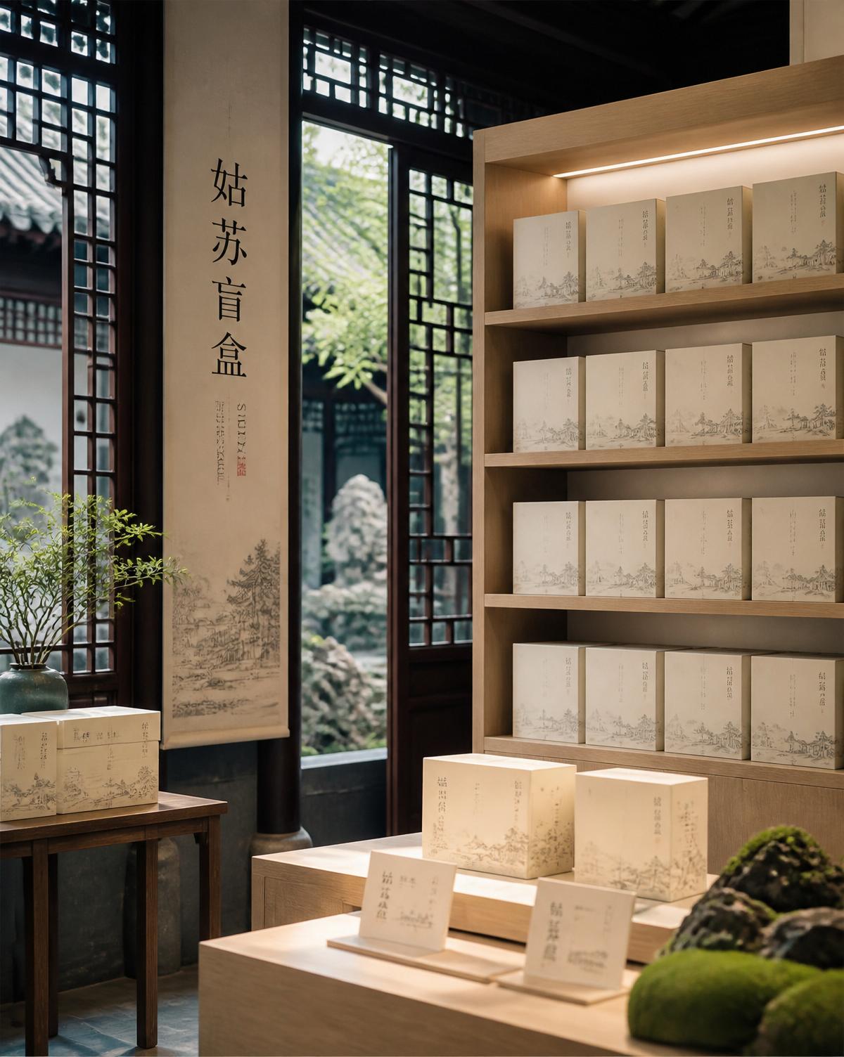 FATELAB permanent retail booth inside a Suzhou garden pavilion
